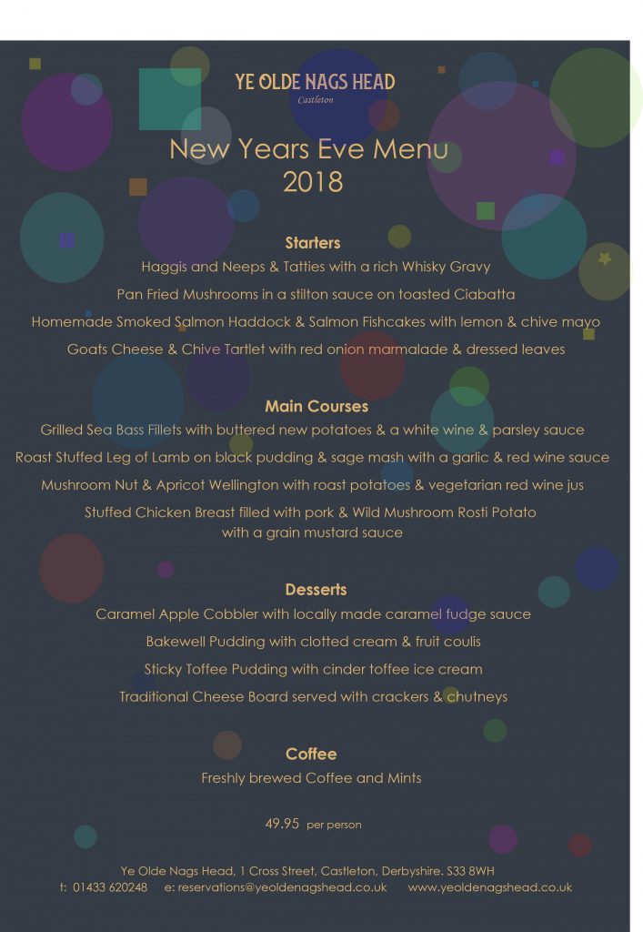 New Year’s Eve Menu Ye Olde Nags Head