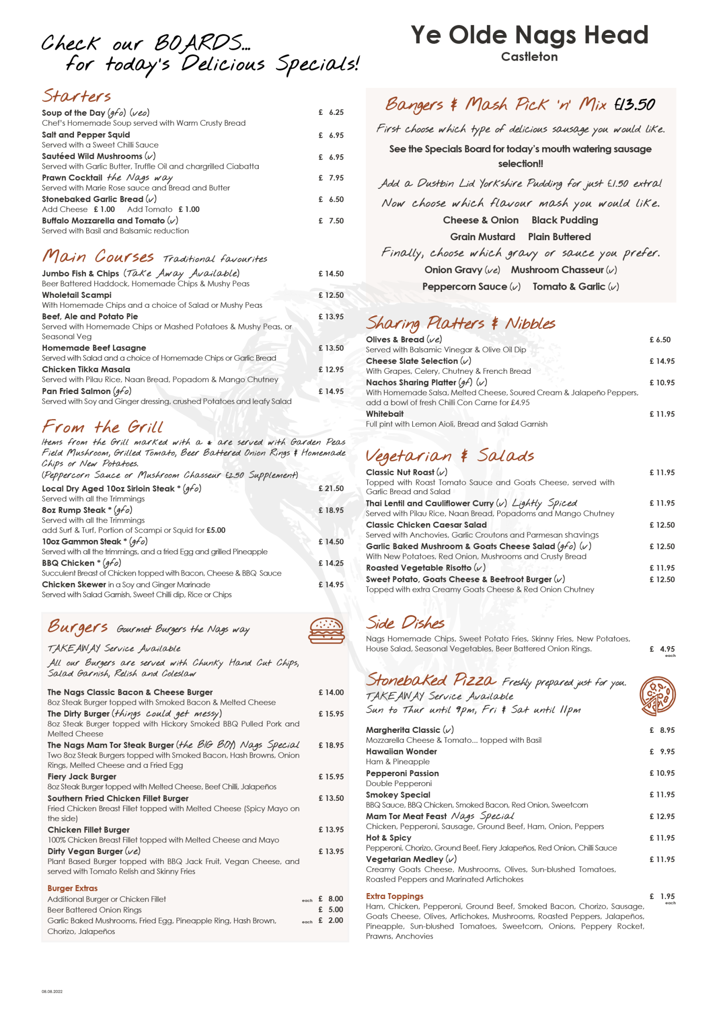 Main Menu – Ye Olde Nags Head